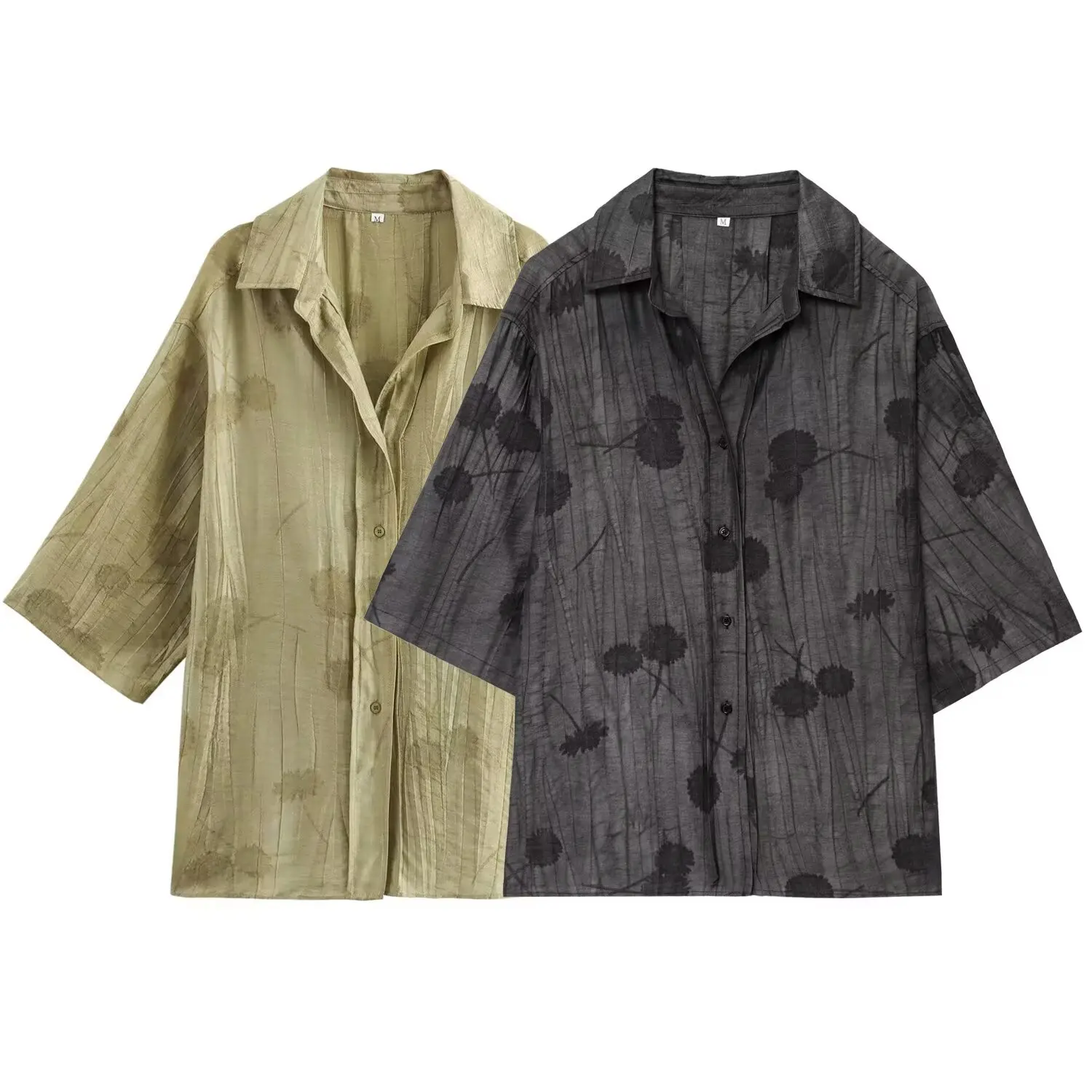 أطقم سراويل طويلة مطبوعة للنساء قمصان طويلة نصف كم...