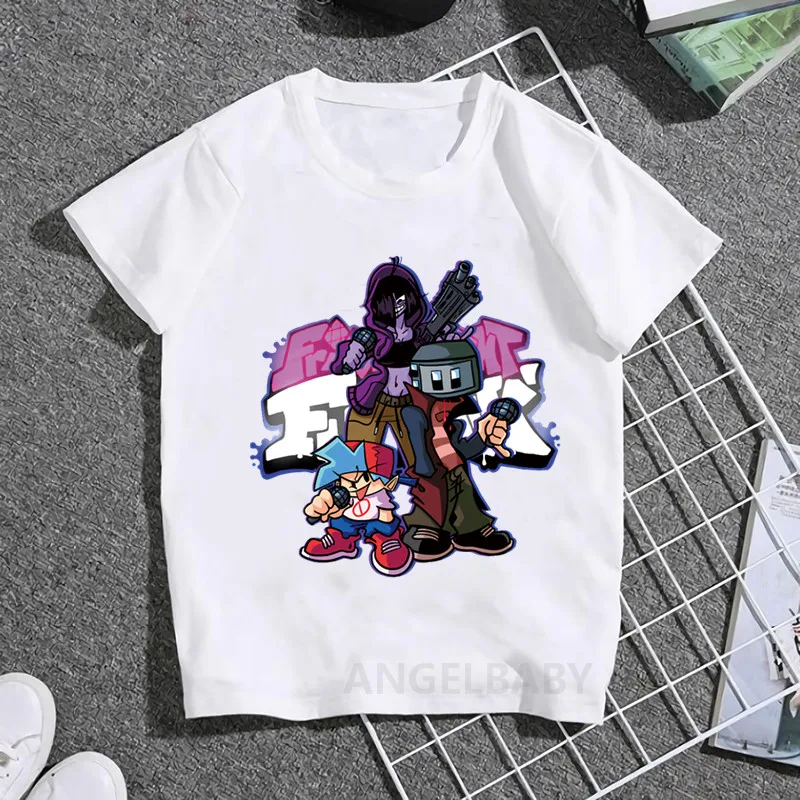 Hot Game Friday Night Funkin Cartoon Kids T shirt Girls Summer Fashion Tops Baby Boys Clothes Children Short Sleeve T-shirt