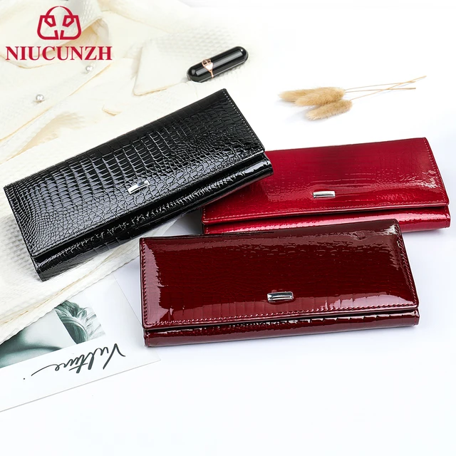 NIUCUNZH Women Leather Purse Clutch Long Wallets Cash Money Bag Luxury Designer Phone Pocket Coin Band Card Holder Handbags