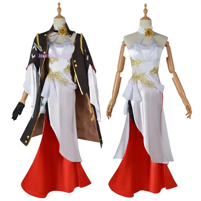 Honkai Star Rail Cosplay Costume Game Honkai Himeko Cosplay Costume Sexy Evening Dress For Woman Red Buckle Cospaly Wig - Image 4