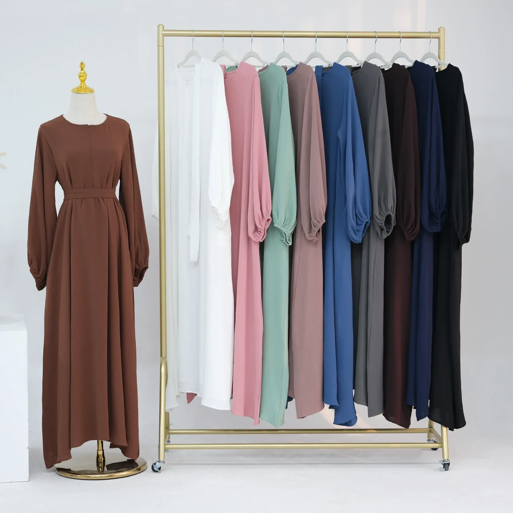 2024 New Plain Abaya with Zipper Front Muslim Dress for Women Ramadan Eid Casual Abayas Dubai Turkey Long Dresses Islam Clothing
