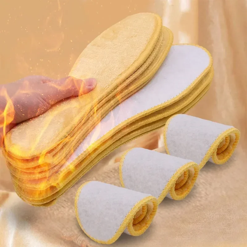 1-5Pairs Winter Plush Warm Insole Arch Support Feet Insoles Men Women Soft Thickening Thermal Sports Shock-absorbing Shoes Pads