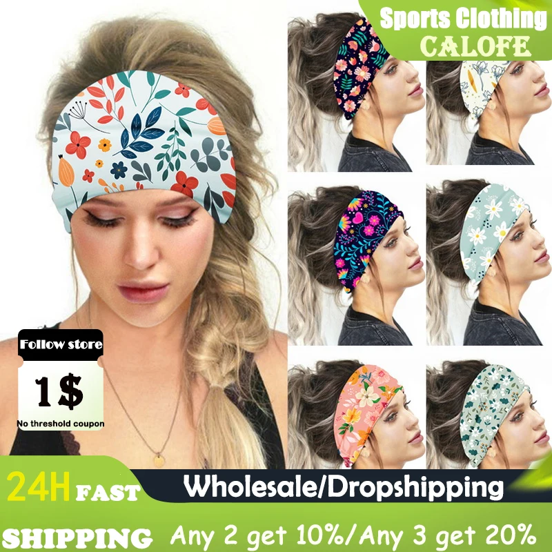 

Wide Headwrap Headbands Summer Knoted Elastic Yoga Sport Print Turban Bandage Non-Slip Hair Band For Girls Hair Accessories