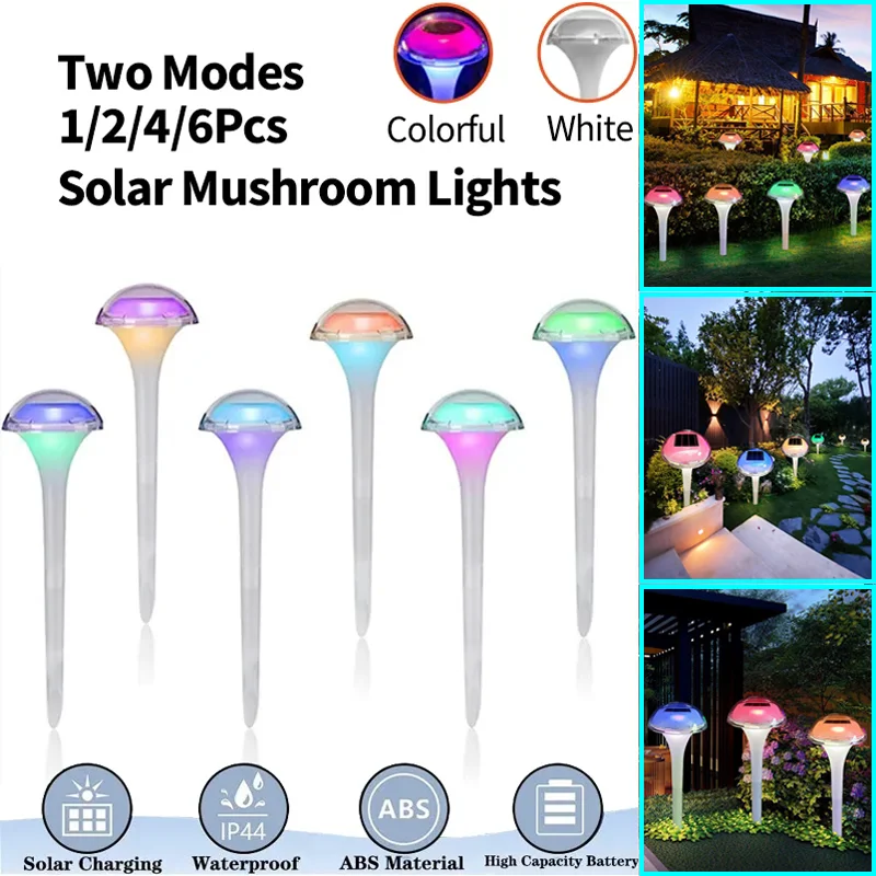 

1/2/4/6Pcs Solar Mushroom Lights Outdoor Garden Pathway Lights LED Landscape Lighting Waterproof Lamp For Path Lawn Yard Decor