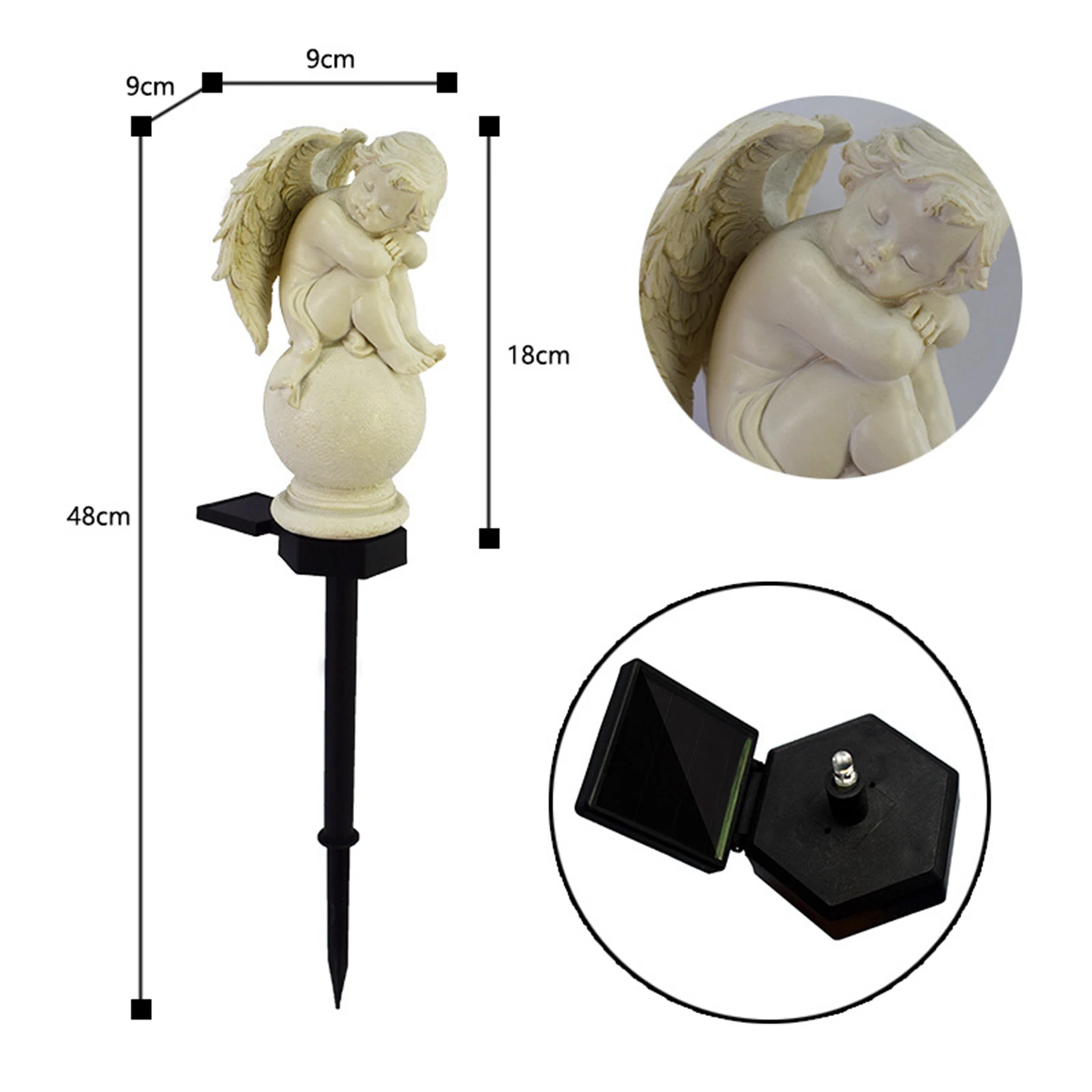 European Solar Outdoor Resin Little Angel Courtyard Plug Lamp Garden Landscape Decoration Waterproof Lawn Lamp