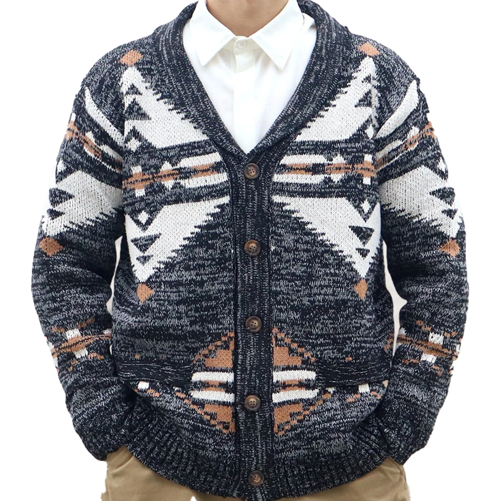 

Fashion Men Graphic Knitted Sweater Cardigans Single Breasted Casual Coat Jackets Male Knitwear Sweaters Outwear Tops