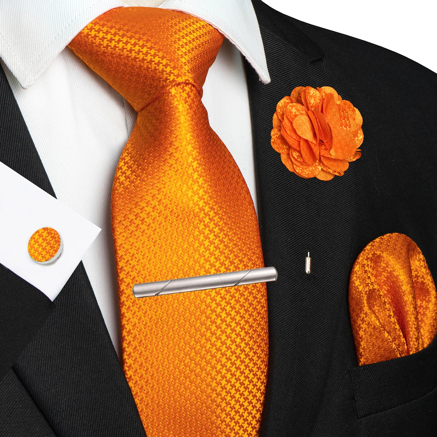 Men's Ties Tie Pin Pocket Square Cufflinks Tie Clip Set