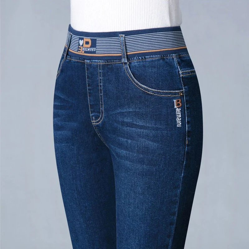 Korean Big Size 36 Straight Jeans Women Casaul Loose Vintage Denim Pants Retro Trousers High Waist Vaqueros Stretch Pantalones