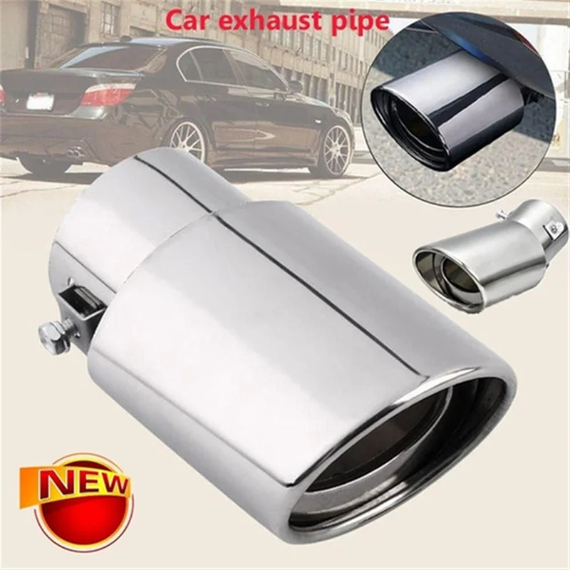 Universal Car Rear Round Exhaust Pipe Tail Muffler Tip Chrome Stainless Steel Automobile Muffler Tip Replacement Car Accessories exhaust pipe round pipe fitting stainless steel pipe
