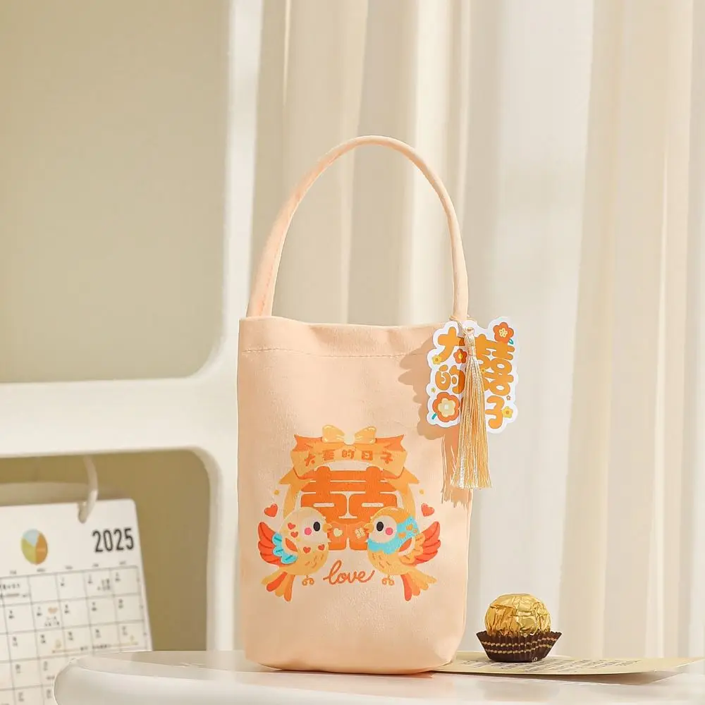 Jewelry Canvas Wedding Candy Bag Bowknot Tassels New Year Gifts Bag Flower Spring Festival Chinese Style Handbag Birthday