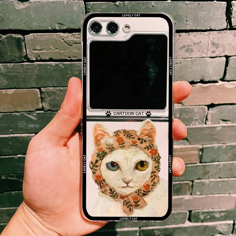 Adorable Cartoon Cat Transparent Phone Case - Clear Hard PC Cover