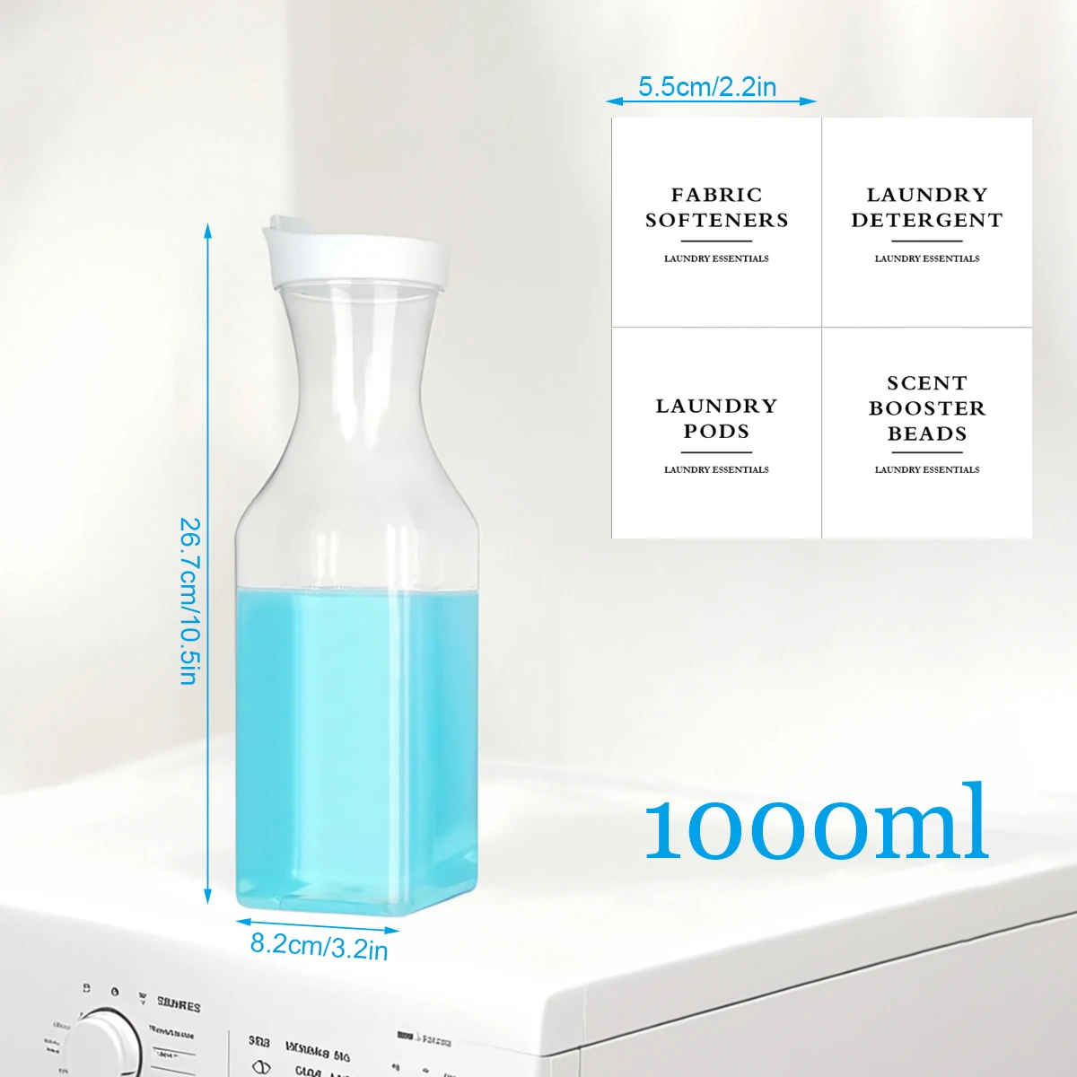 1PC 1000ml Laundry Detergent Dispenser Plastic Softener Dispenser Liquid Laundry Container Scent Booster Cans with 4pcs Labels 3
