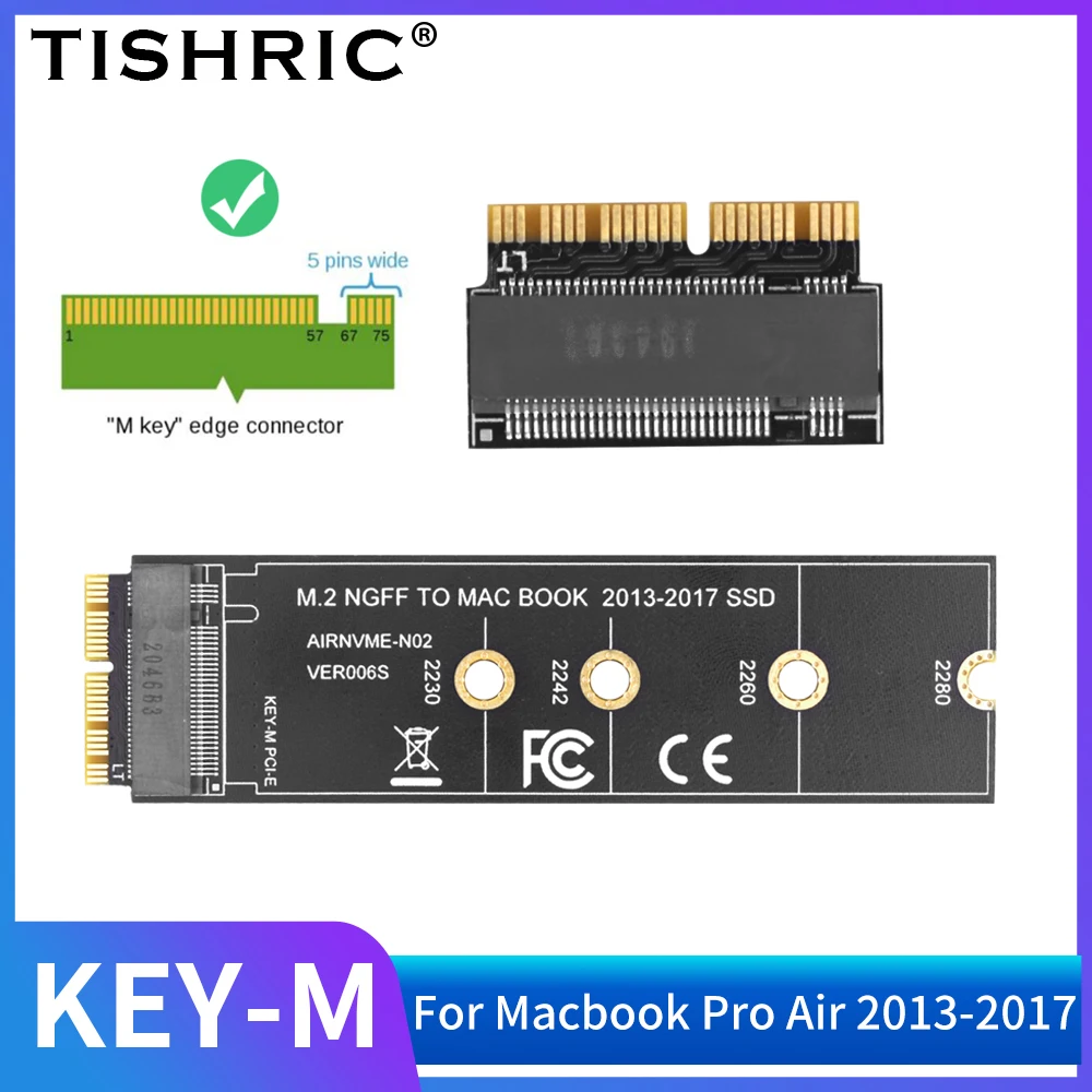 Tishric M.2 Ngff Per Mac Book 2013-2017 Ssd Riser Card M.2 Key-M Interfaccia Pcie Per Macbook Pro 2017 A1708 M.2 Nvme Key-M