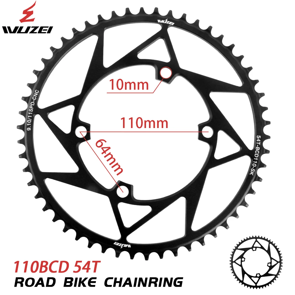 WUZEI plateau de vélo de route 110 BCD 36/38/40/42/44/46/48/50/52/54/56/58T pignon étoiles larges étroites 4 boulons pour Shimano R7000 4700  18