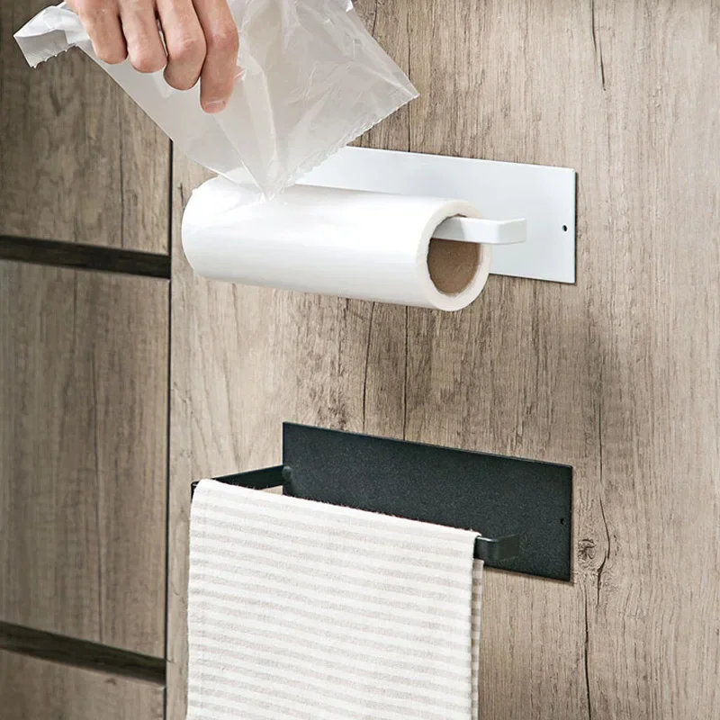 Non Perforated Paper Towel Holder Toilet Paper Hanger Roll Holder Fresh Film Storage Rack Wall Hanging Shelf Papers