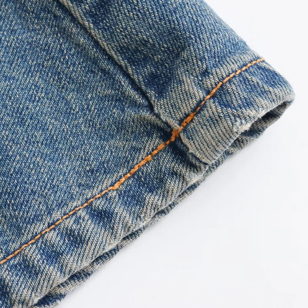 Women's Autumn and Winter New Fashion Loose A-Line Skirt Commuting Casual Lapel Denim Dress 6