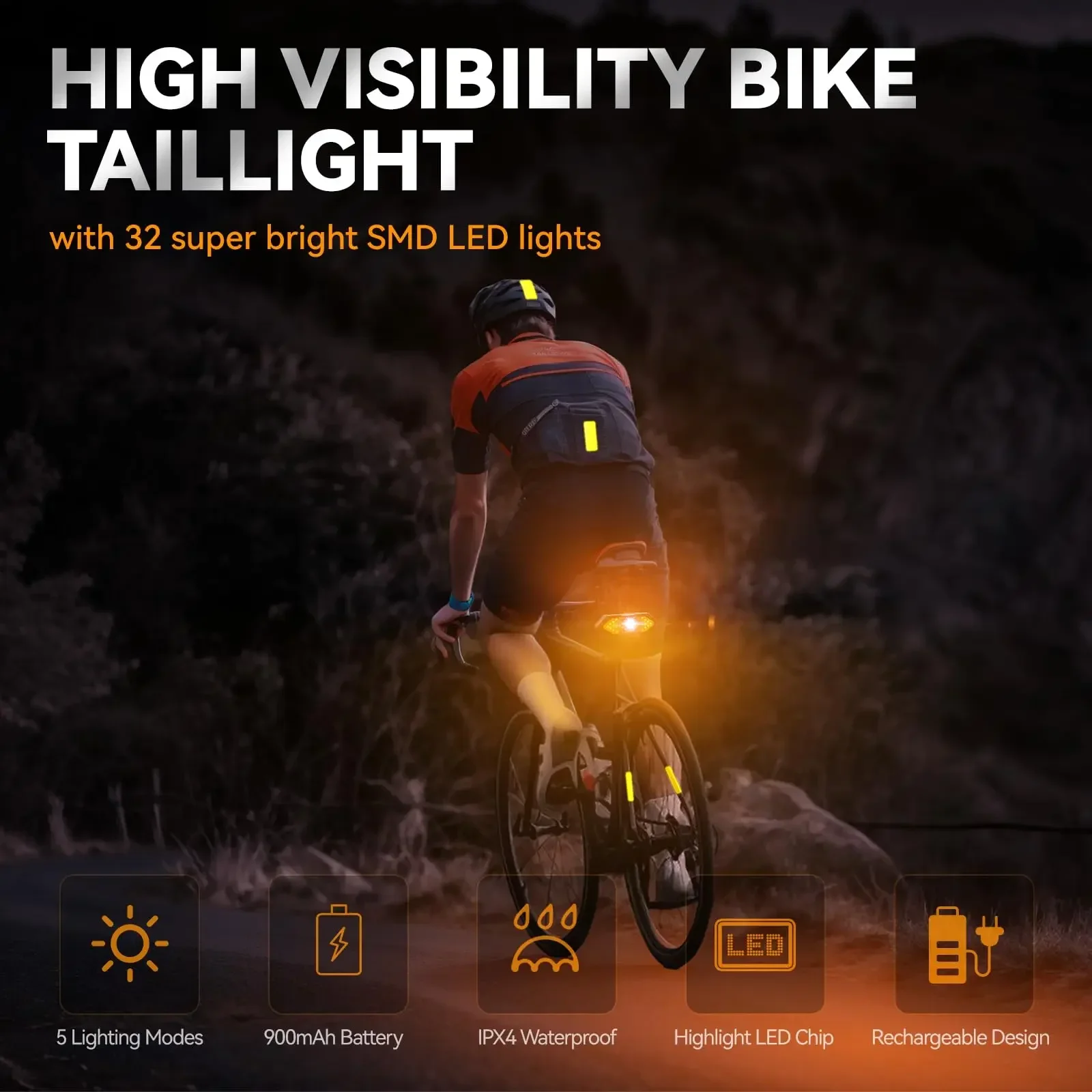 Luce Posteriore per Bicicletta Ricaricabile USB con Indicatori di Direzione - immagine 3