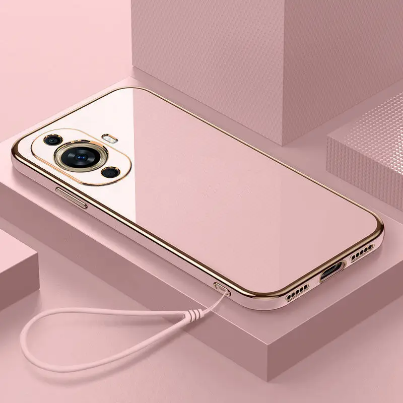Premium Silicone Back Cover with Straight Frame & Square Plating