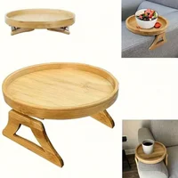 Sofa Armrest Tray – Foldable Wooden Clip-On Couch Arm Table for Drinks, Phone, Breakfast & More