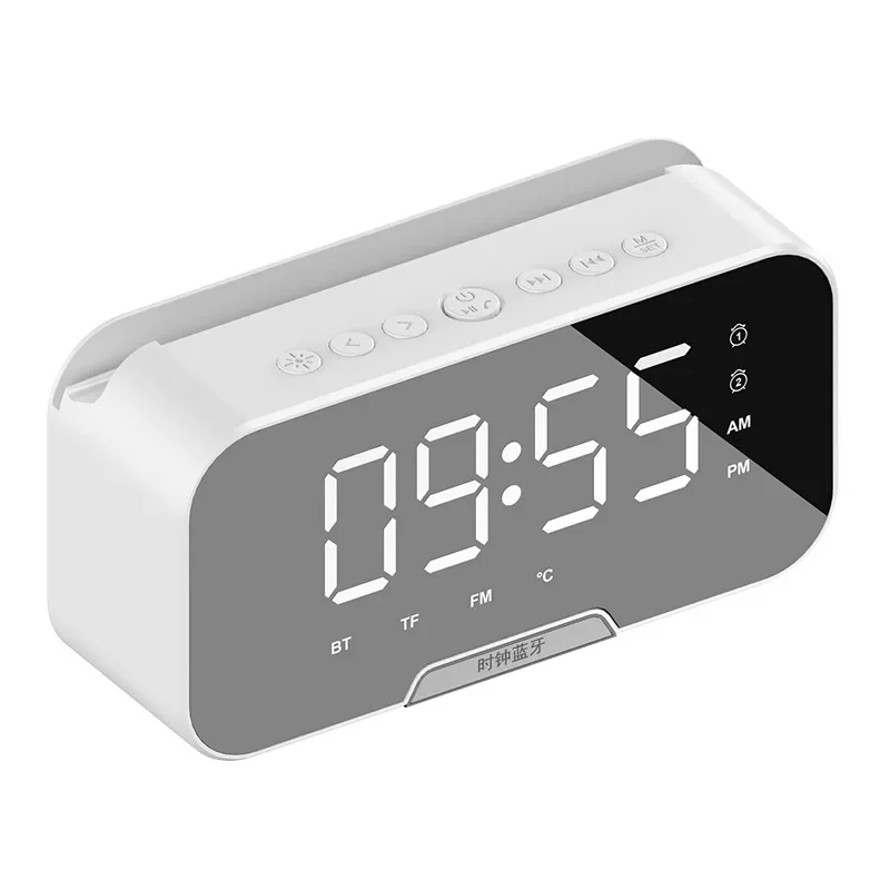 Multifunctional Alarm Clock Mirror LED Wireless Bluetooth Electronic Digital FM Radio Hands-free Calling Music Column Player Box