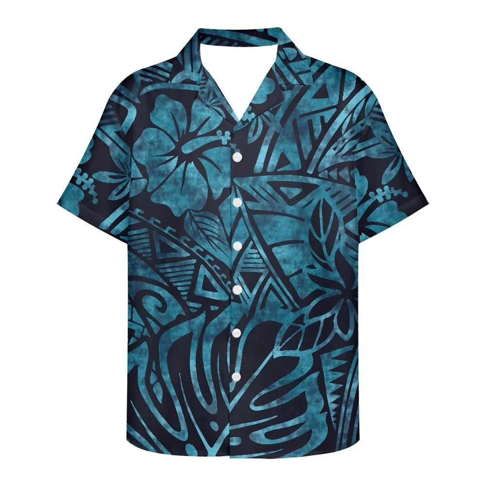 Hot Sale Hawaii Polynesian Tribal Printed Couple wear clothes Women Ruffle Short Sleeve Dress Match Men Shirt Sexy Bodycon Dress