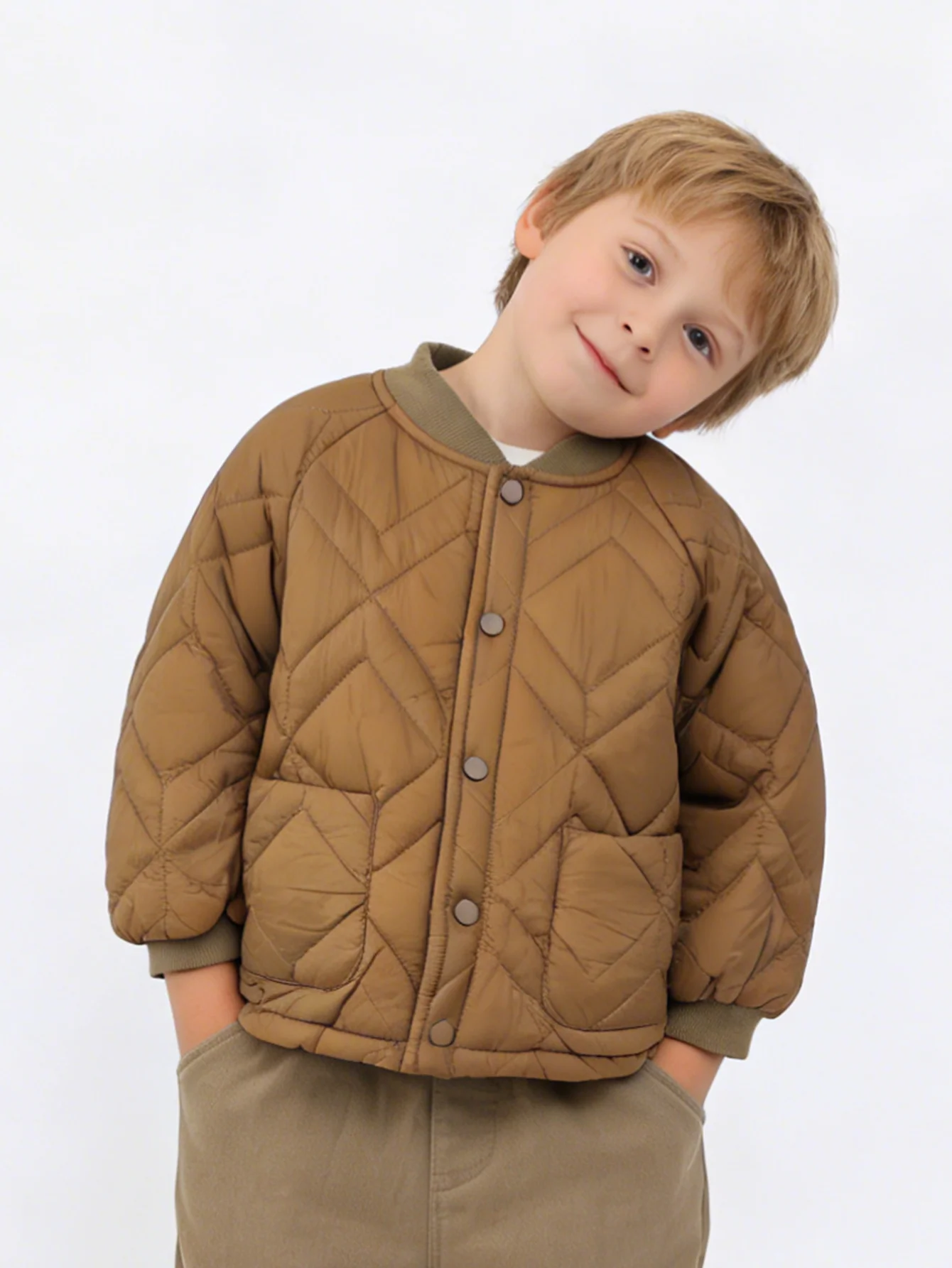 소년용 퀼트 보머 재킷 키즈 경량 패딩 코트 어린이 다이아몬드 스티치 버튼 다..