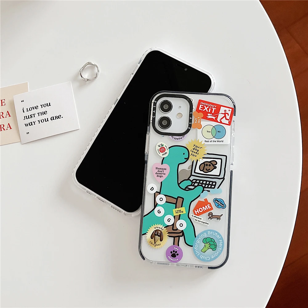 Cute Animal Dinosaur Stickers Case for iPhone 5