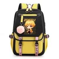 New Anime Agatsuma Zenitsu Harajuku Backpack Teenager Casual Street USB Backpack Anime High Quality School Bag 1
