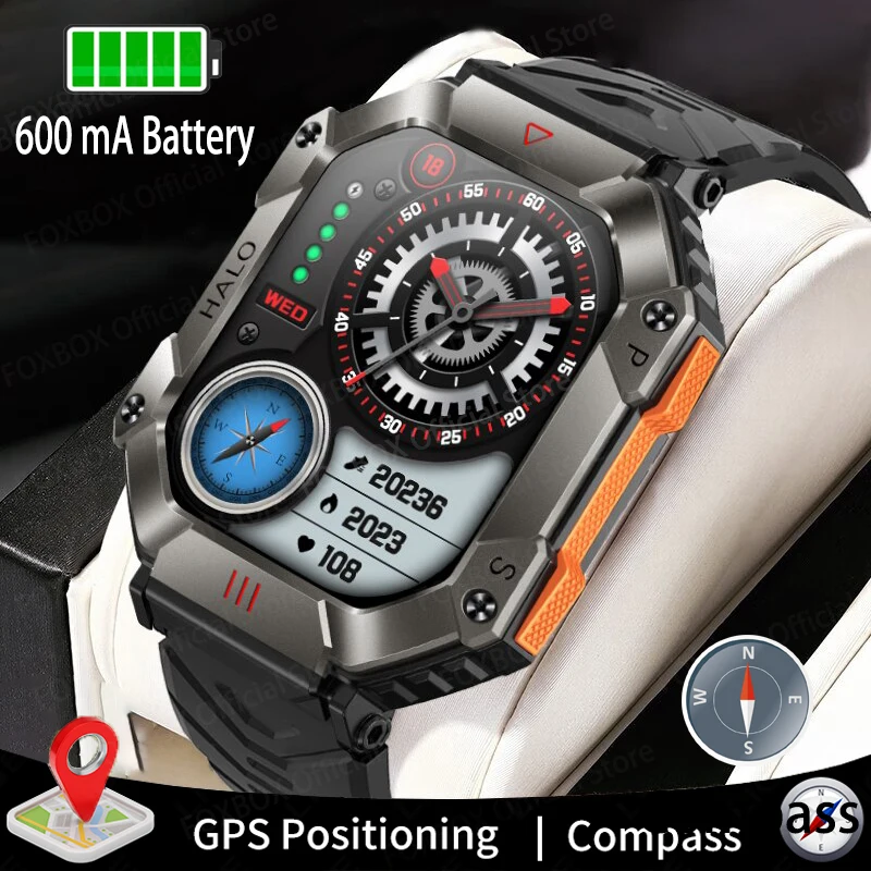 Foxbox Military Smart Watch Men Ip67 Impermeabile Bluetooth Call Sport All'Aria Aperta Smartwatch Compass 620Mah Batteria Standby Lungo + Box