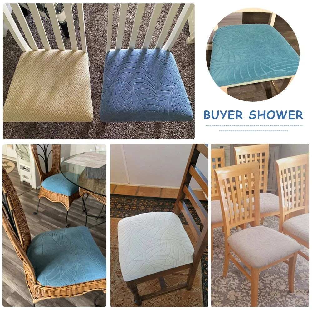 Waterproof Chair Seat Cover Stretch Jacquard Chair Cover Dining Room Removable Anti-dirty Without Backrest Chair Protector 4