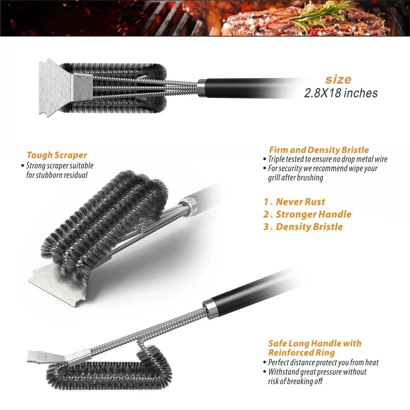 Barbecue Accessories Grill Brush And Scraper Extra Strong BBQ Cleaner Accessories Gas/Charcoal Grilling Grates