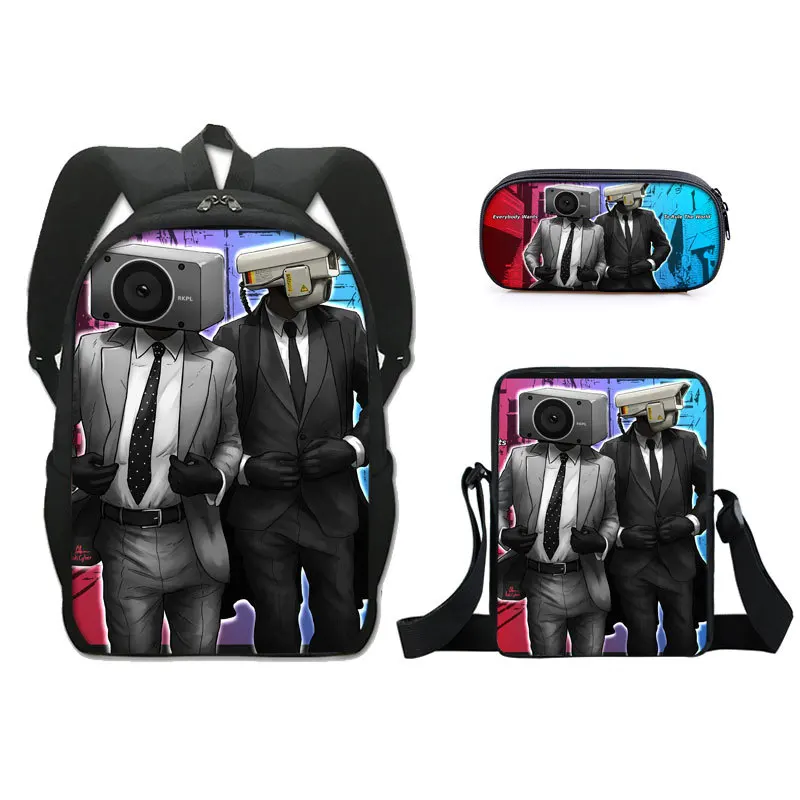 Skibidi Toilet Backpack 3D Primary Middle School Students Boys Girls Schoolbag Messenger Bag Pen Case 3pcs/set Laptop Backpack