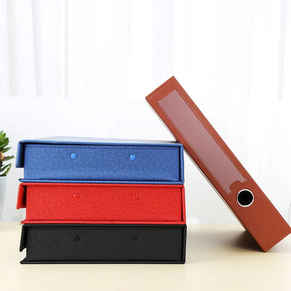 

A4 Storage File Boxes PU Document Holder with Elastic Clip Writing Memo Folders Practical Simple Clipboard File Box for Home
