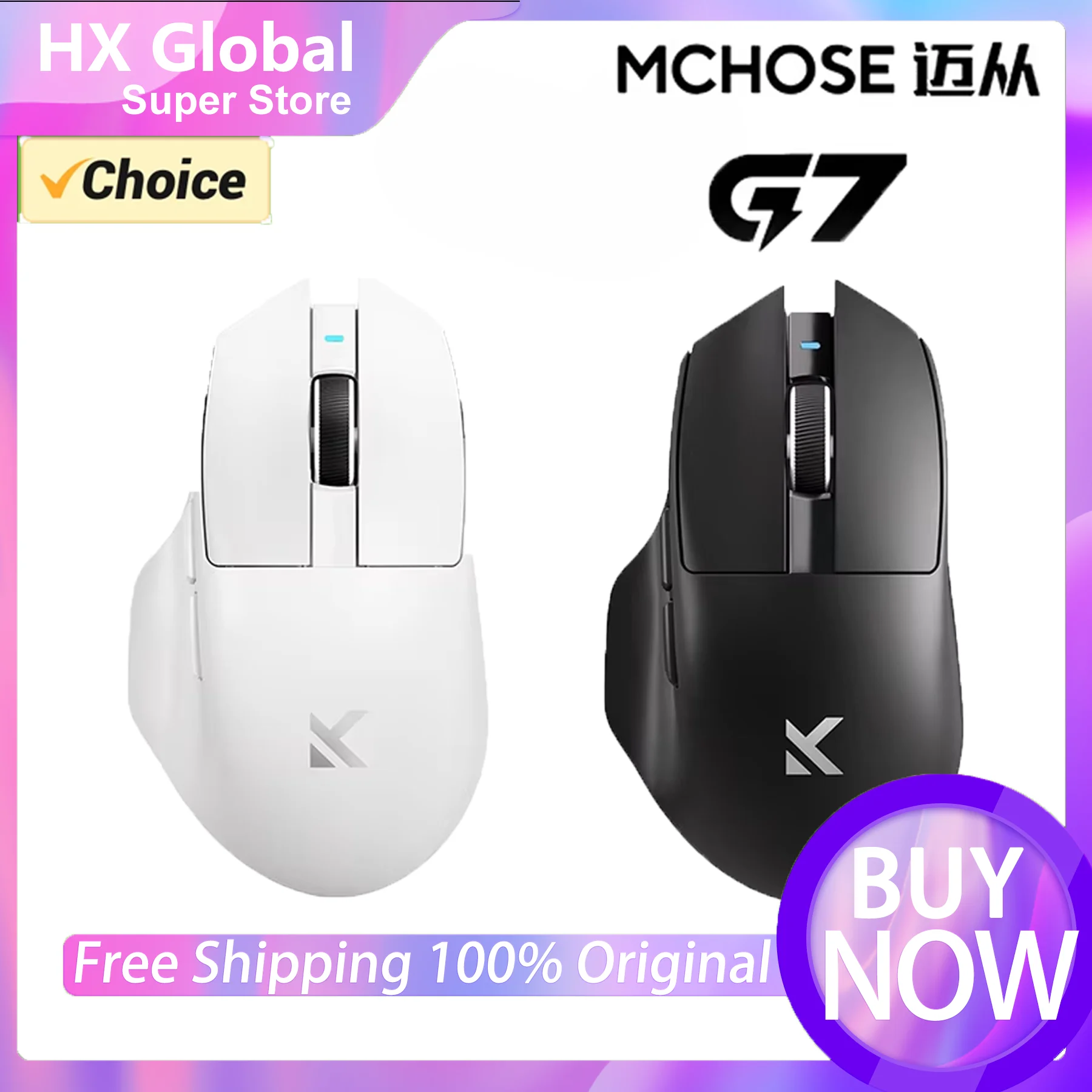 MCHOSE G7 PRO Ergonomics Mouse Triple-mode PAW 3395 Bluetooth Wireless Gaming Lightweight Mouse Office Accessory Mice