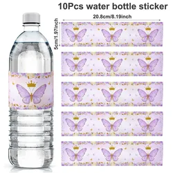 Set of 10 Purple Butterfly Bottle Labels - Elegant Sticker Decorations for Celebrations and Events (Purple)