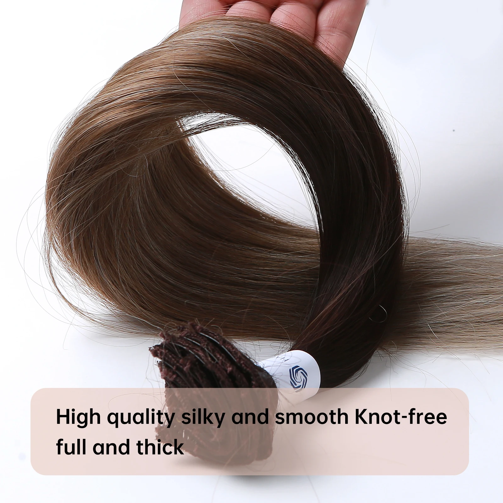 HAIRCUBE Synthetic Hair Clip In Long Straight Thick Hairpieces Black Brown Ombre Hair Extensions Heat Resistant Fiber For Women