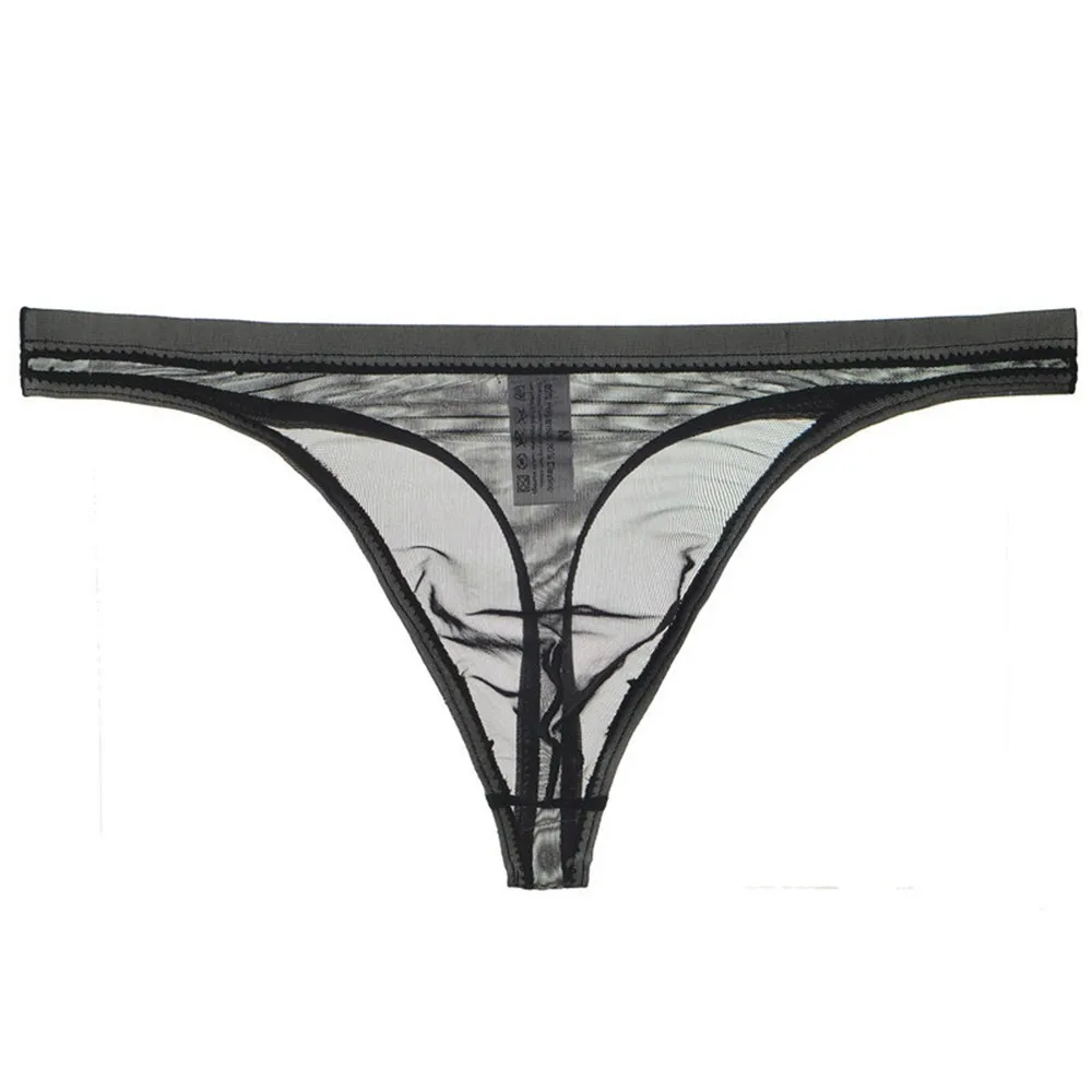 

Men Briefs Ultra-thin T-Back Underwear Sexy Sheer Mesh Smooth Ice Silk Sissy Thongs Solid Color Male See Through Underpants