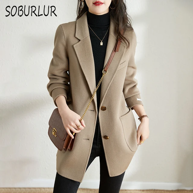 Abrigo de mezcla de lana para mujer, abrigo elegante a la moda, cuello  alto, a cuadros, Tweed largo, prendas de vestir exteriores femeninas,  invierno y otoño, nuevo - AliExpress