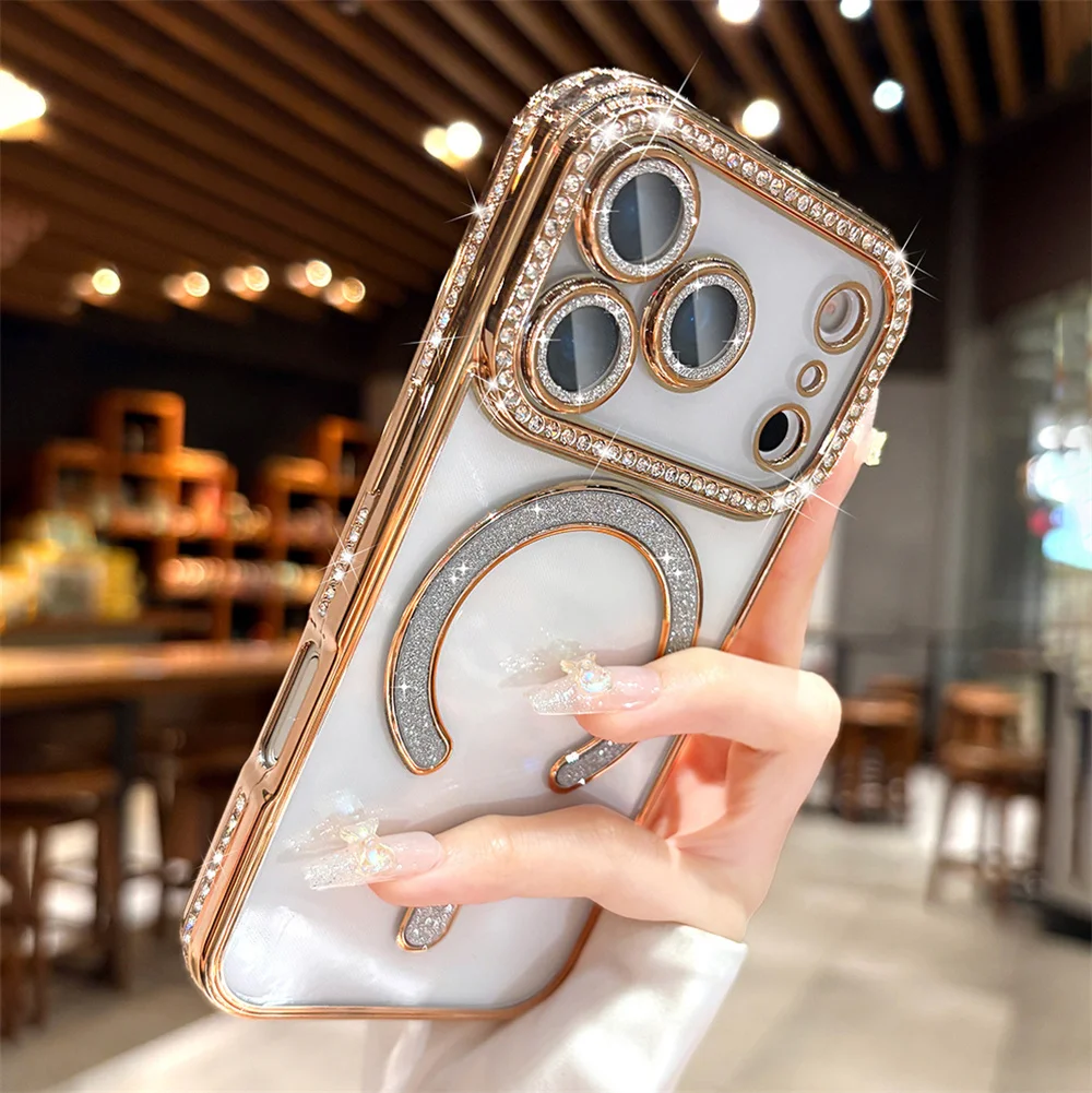 Luxury Glitter Diamond Bling Magnetic Shockproof Clear Case