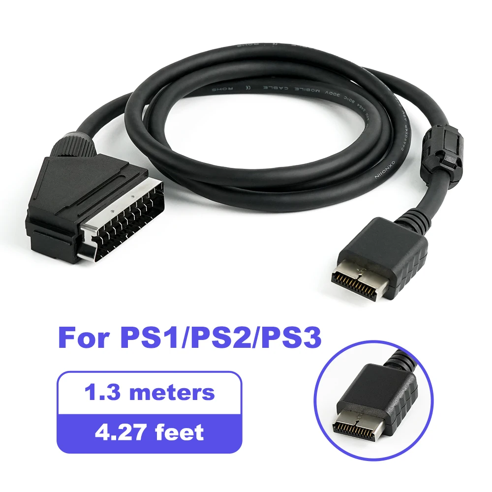 כבל סקרט RGB באיכות גבוהה של 1.3 מטר לקונסולת משחקי וידאו Saturn/MD/Xbox/PS1/PS2/PS3