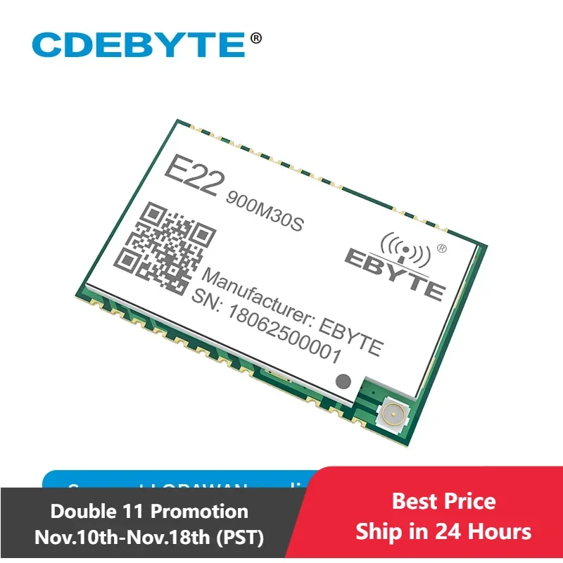 Wireless Module SX1262 LoRa Module 32M High-Precision TCXO CDEBYTE E22-900M30S 915MHz 30dBm Transceiver IPEX Stamp Hole Transmitter and Receiver