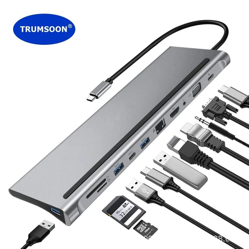 USB-концентратор Trumsoon для RJ45 4K HDMI-совместимый VGA SD TF кардридер USB 3,0 2,0 Type C Зарядка для MacBook Samsung S10 Dex TV