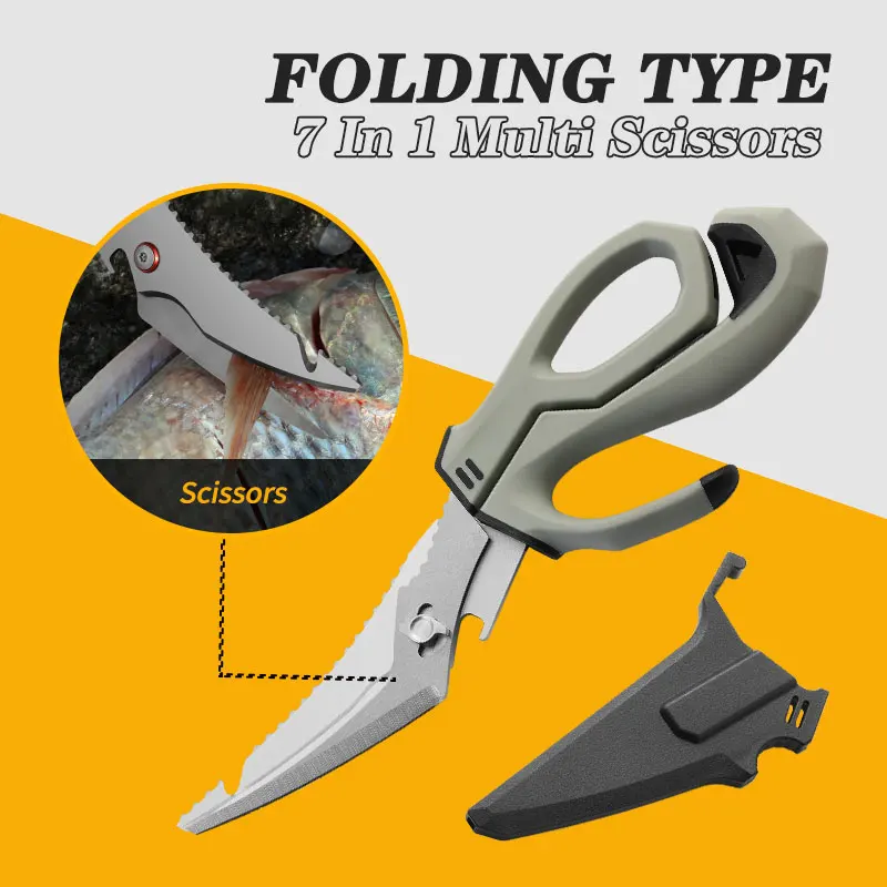Kitchen Stainless Steel Scissors Sharp Blades with Plastic Handles Detachable Multifunctional Heavy Duty Outdoor Fish Bone Sciss 3