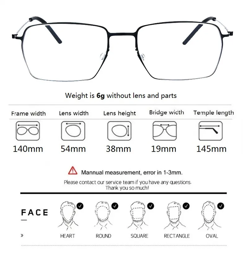 Dänemark Marke Reines Titan Schraubenlose Brillengestell für Männer Quadratische Ultraleichte Brillen Frauen Optische Brillen 5509 – Detail 6