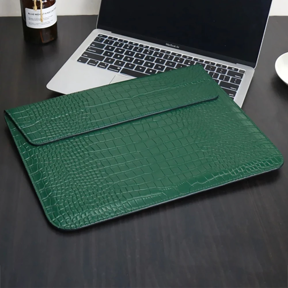 Bolsa de Couro Portátil de Crocodilo para Macbook m1 Pro 13 pu Capa para Pro 14.2 2023 Capa para m3 Air 15.3 A3114 A2941 2023 2024 2024