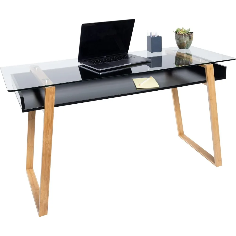 

Study Desk, Table with Glass Top and Shelf Space, Study Desk
