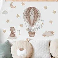 Cartoon Hot Air Balloon Animals Bear Rabbits Wall Stickers for Child Room Boy Room Decoration Nursery Baby Room Decoration Decal 2
