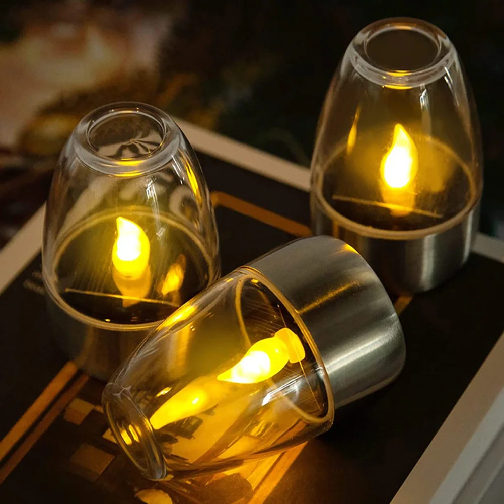 

1 PC Solar Wine Glass Lamp With 2V 40MA Solar Panel Outdoor Waterproof Led Tea Light Garden Landscape Lamp (6 X 9CM)