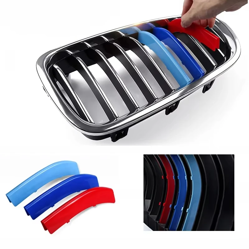 3 개/몫 자동차 그릴 네트워크 장식 트림 그릴 스티커 BMW E46 F30 E90 3 시리즈 자동차 스타일 BMW 그릴 스티커 BMW 액세서리