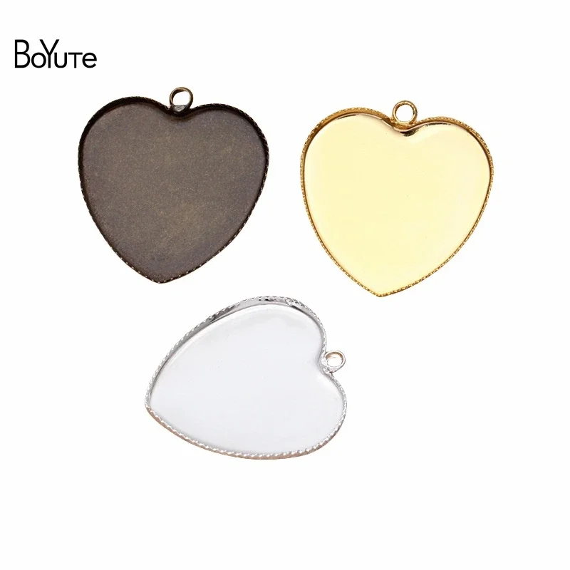 

BoYuTe (50 Pieces/Lot) Fit 25MM Heart Cabochon Blank Pendant Tray Base Diy Handmade Jewelry Accessories